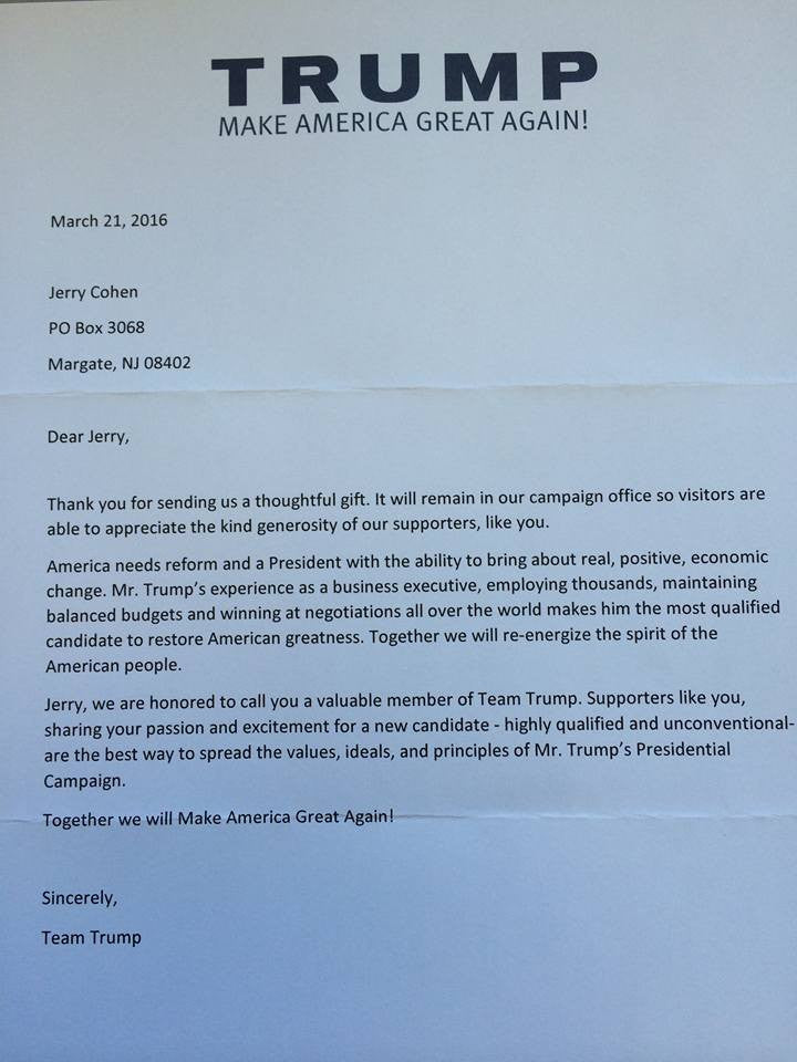 Ventnor New Jersey business owner can help the appearance of presidential candidate Donald Trump.